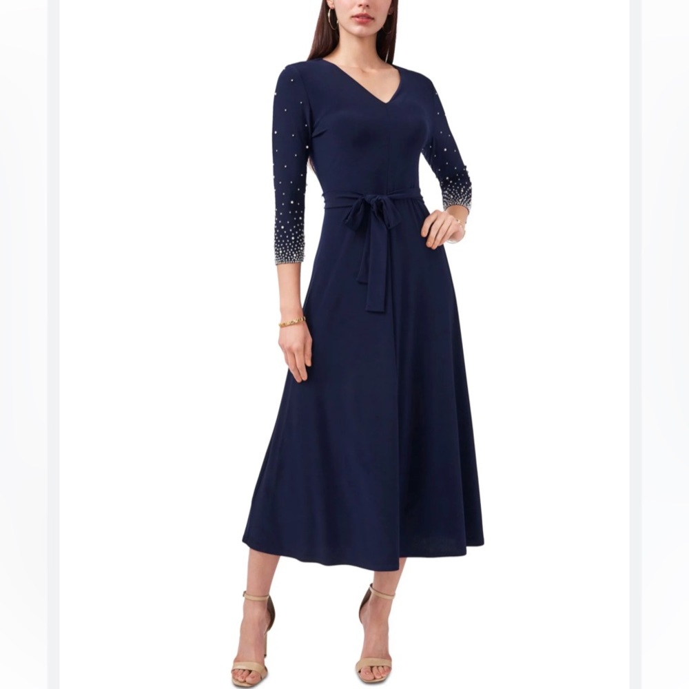 MSK Petite 3/4 Sleeve Midi Dress
